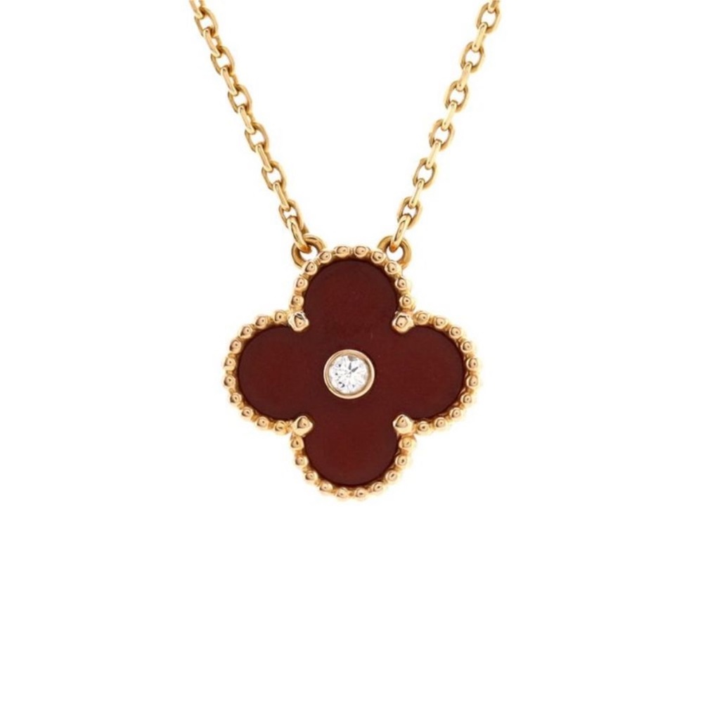 Van Cleef & Arpels Vintage Alhambra Pendant Necklace 18K Rose Gold and TigerEye